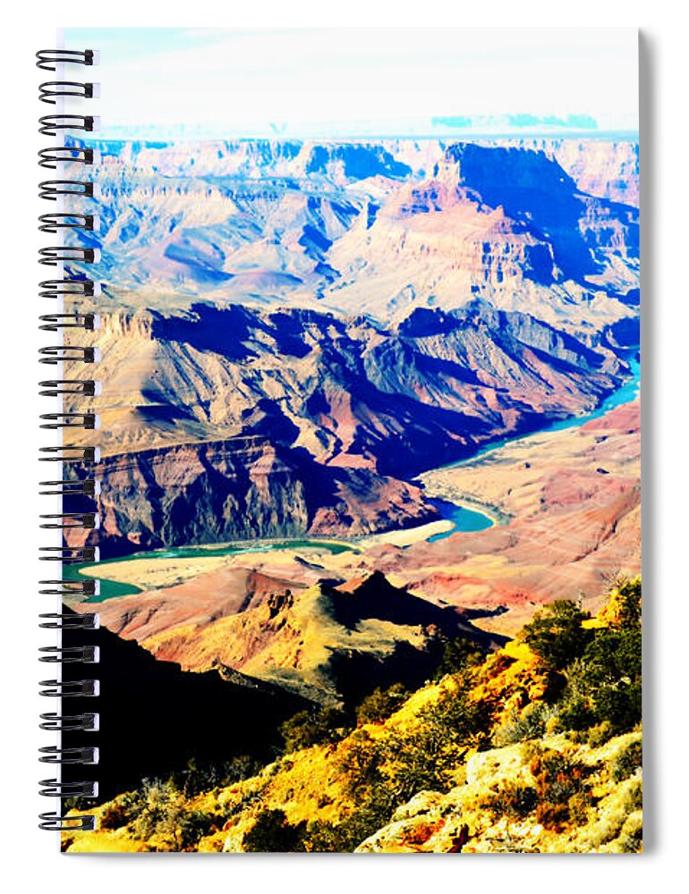 Grand Canyon Spiral Notebook featuring the digital art Grand Canyon Eastern Sunset View Vivid by Shawn O'Brien