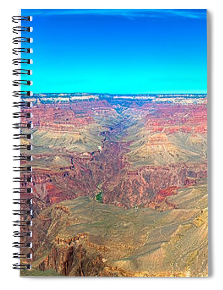 If You Look Closely You Can See The Colorado River ...sort Of. The Grand Canyon Is Definitely Breathtaking And I Hope You Agree That I Captured A Little Of It's Beauty. Spiral Notebook featuring the photograph Grand Canyon Panorama by Penny Lisowski