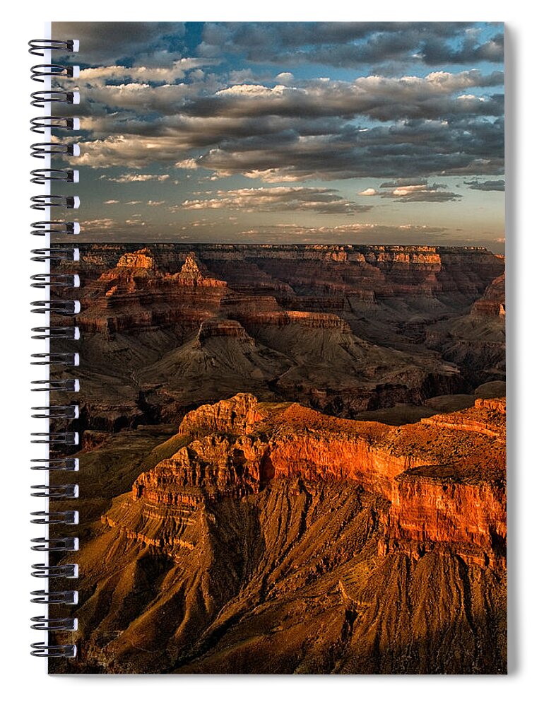 grand Canyon National Park Sunset Red Sky Clouds Arizona Landscape Nature Sceni natural Wonder Canyon Spiral Notebook featuring the photograph Grand Canyon Sunset by Cat Connor