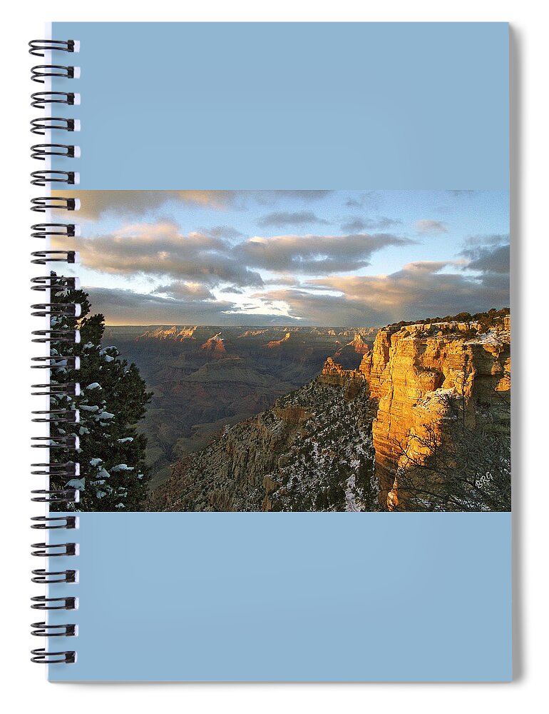 Landscape Spiral Notebook featuring the photograph Grand Canyon. Winter Sunset by Ben and Raisa Gertsberg