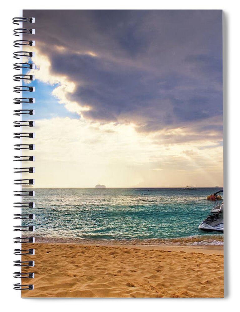 Caribbean Spiral Notebook featuring the photograph Grand Cayman Sun by Lars Lentz
