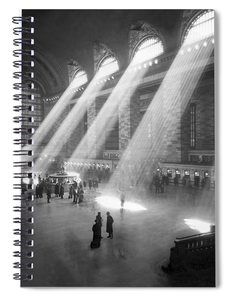 1940 Spiral Notebook featuring the photograph Grand Central Station Sunbeams by Underwood Archives