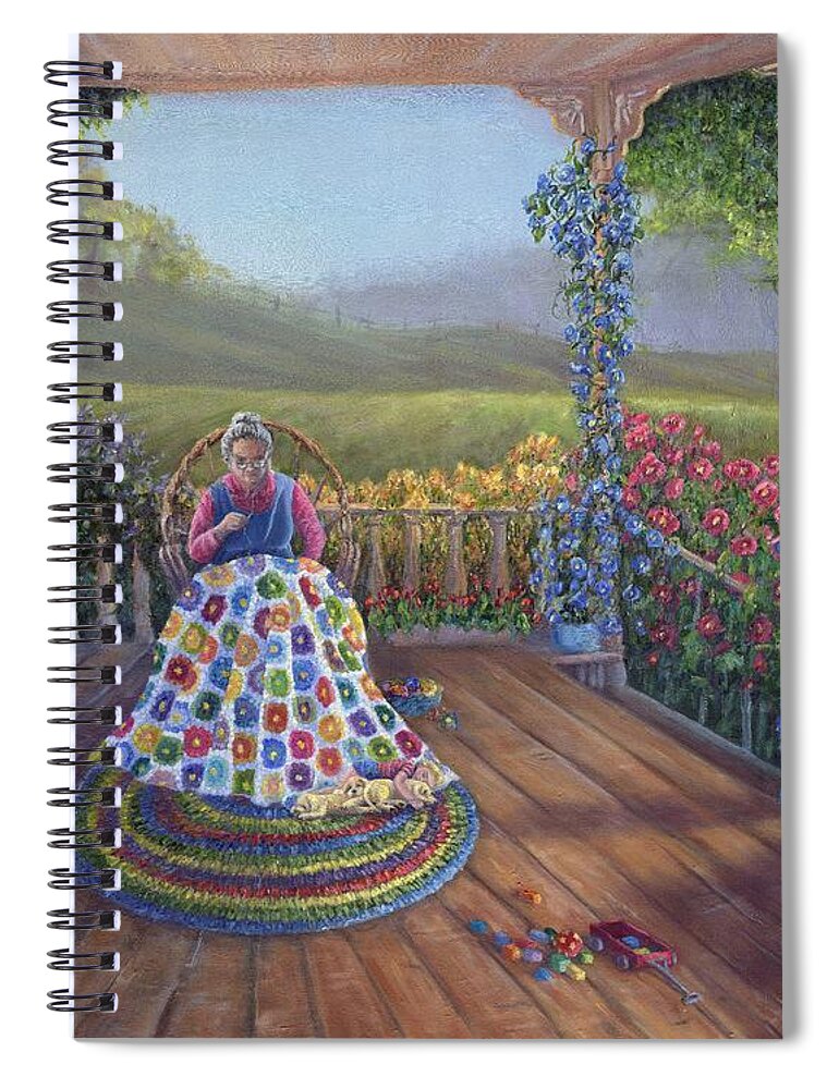 Landscape Spiral Notebook featuring the painting Grandma's First Customer by June Hunt