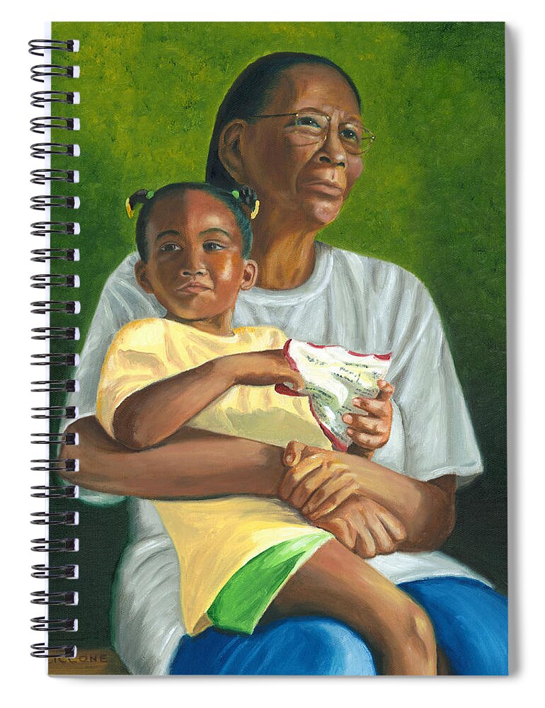 Family Spiral Notebook featuring the painting Grandma's Lap by Jill Ciccone Pike