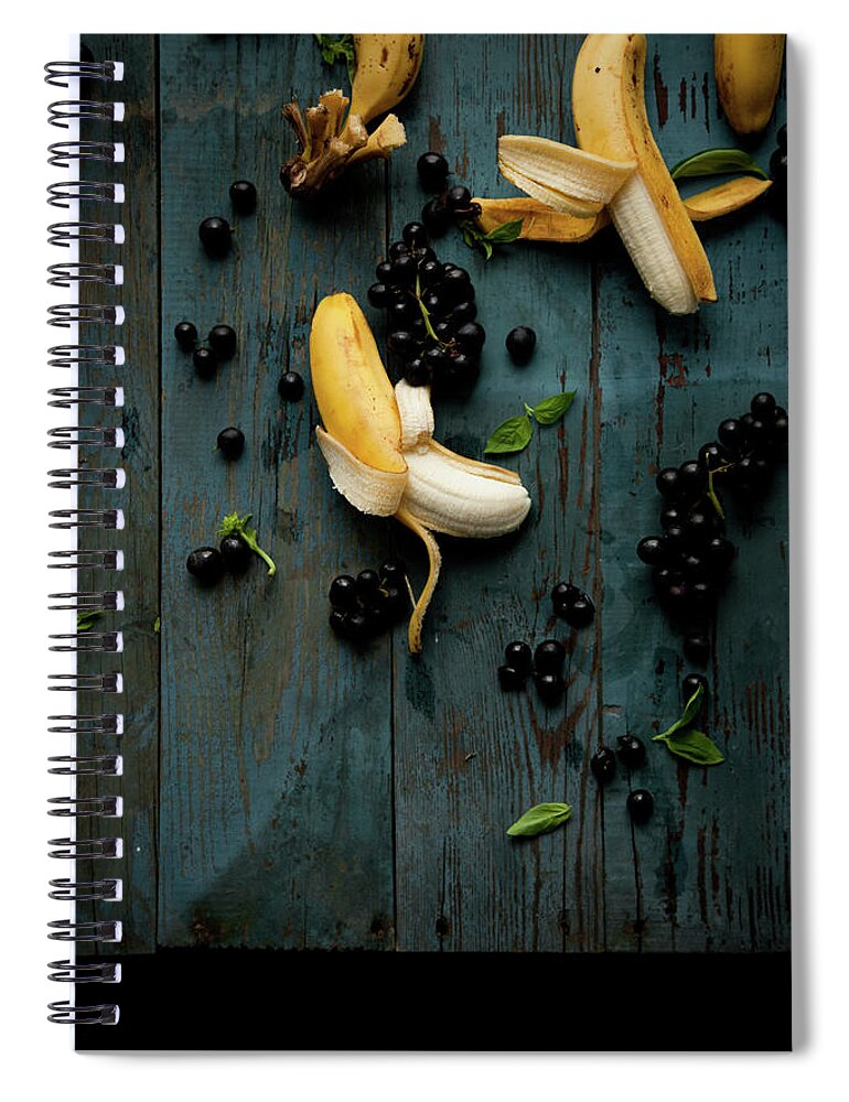 Banana Peel Spiral Notebook featuring the photograph Grape And Banana by Feryersan
