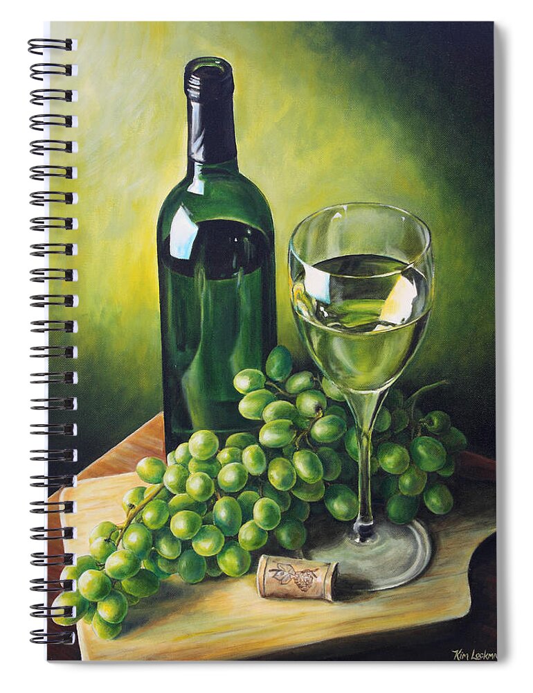 Still Life Spiral Notebook featuring the painting Grapes and Wine by Kim Lockman