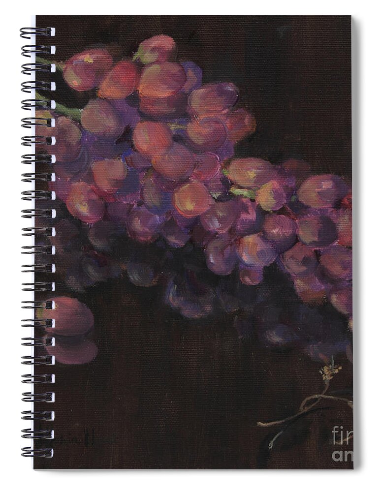 Flame Grapes Spiral Notebook featuring the painting Grapes in Reflection by Maria Hunt