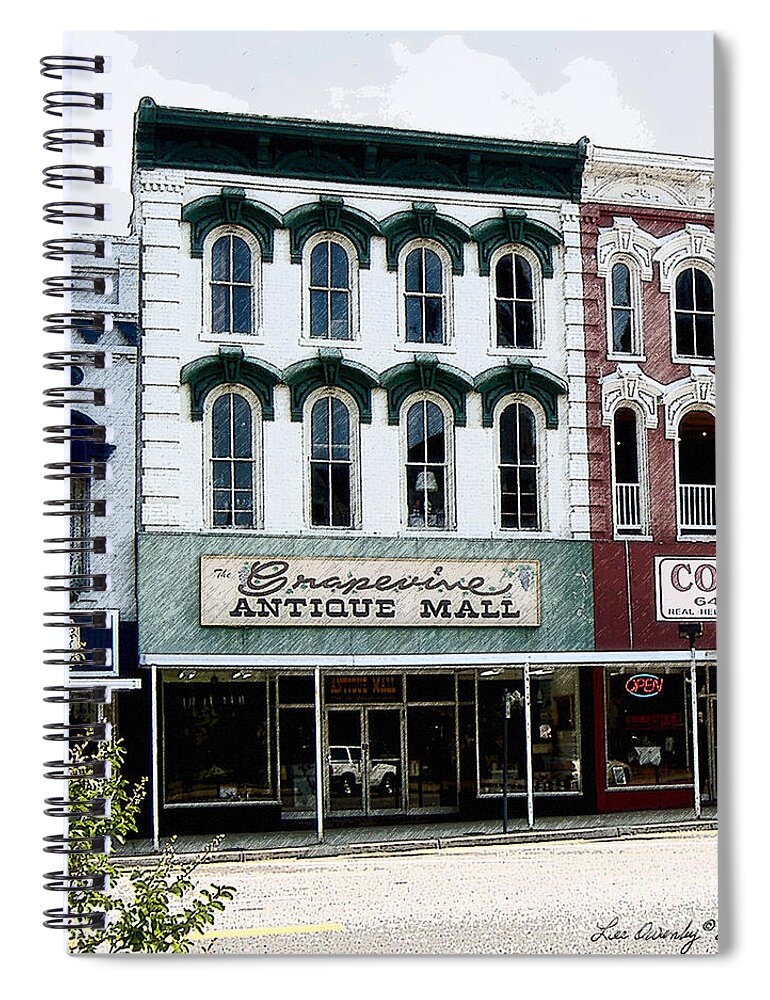 Windows On The Square Spiral Notebook featuring the photograph Grapevine Antiques by Lee Owenby