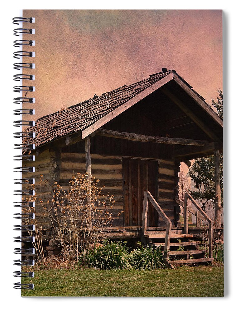 Cabin Spiral Notebook featuring the photograph Gray Campbell Farmstead Cabin by Deena Stoddard