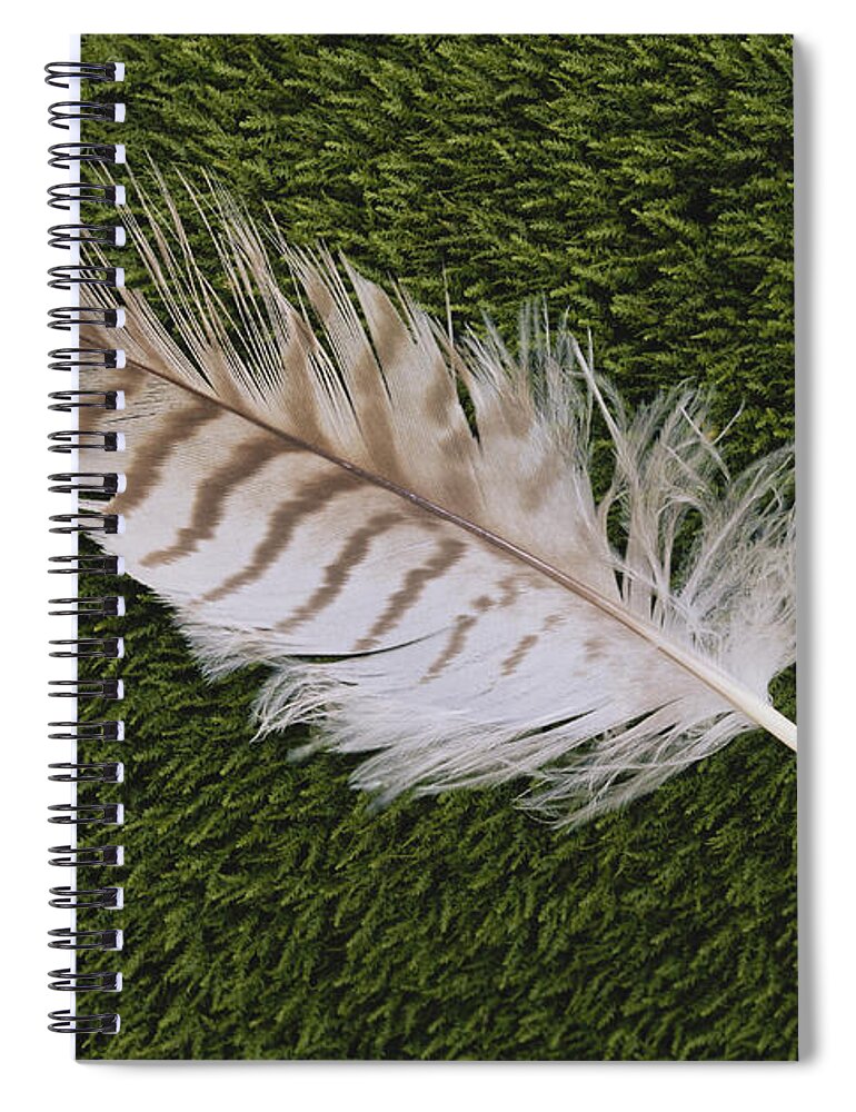 Great Horned Owl Spiral Notebook featuring the photograph Great Horned Owl Feather by Larry West
