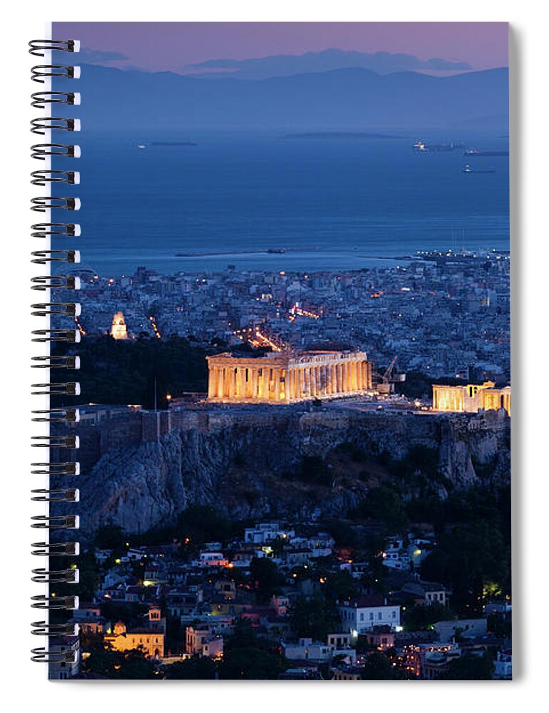 Greek Culture Spiral Notebook featuring the photograph Greece, Athens, Lycabettus Hill by Walter Bibikow