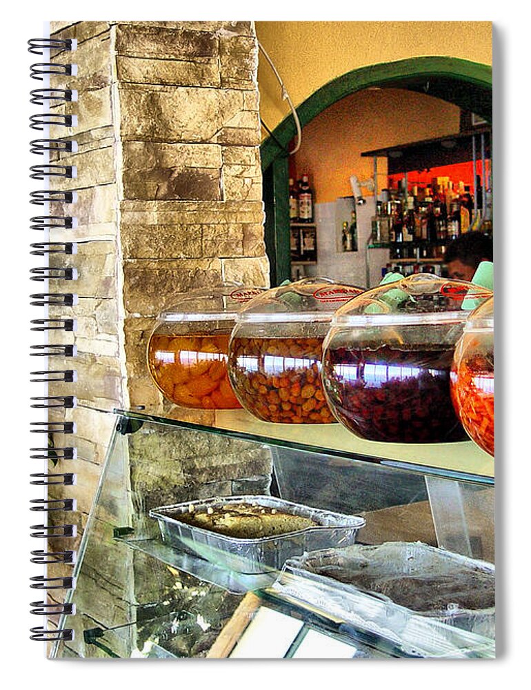 Olives Spiral Notebook featuring the photograph Greek Isle Restaurant Still Life by Mitchell R Grosky