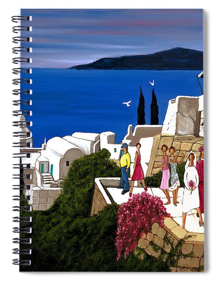 Greek Wedding Spiral Notebook featuring the painting Greek Wedding by William Cain