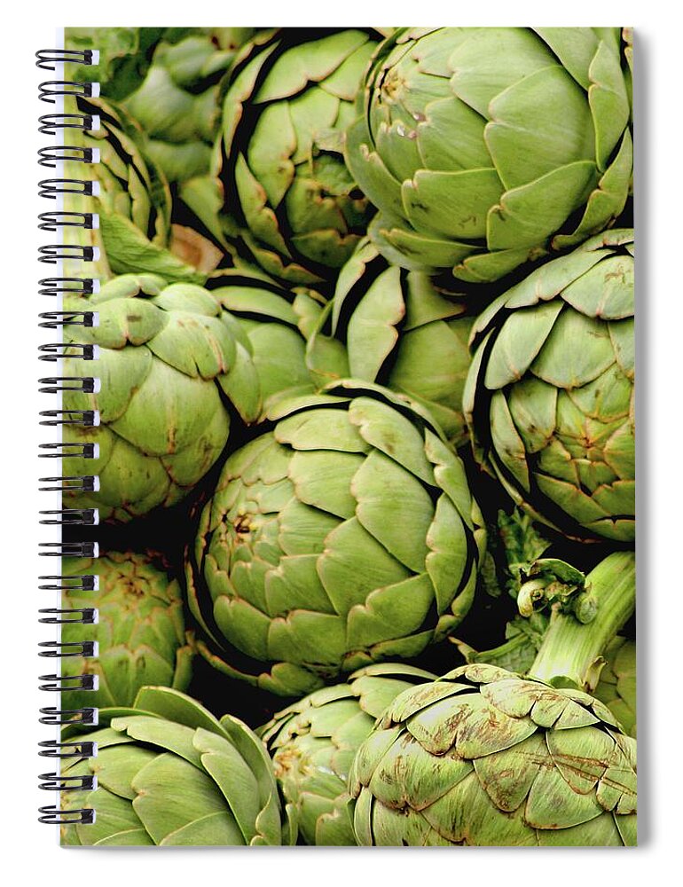 Artichoke Spiral Notebook featuring the photograph Green Artichokes by Art Block Collections