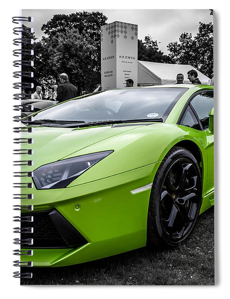 Lambo Spiral Notebook featuring the photograph Green Aventador by Matt Malloy