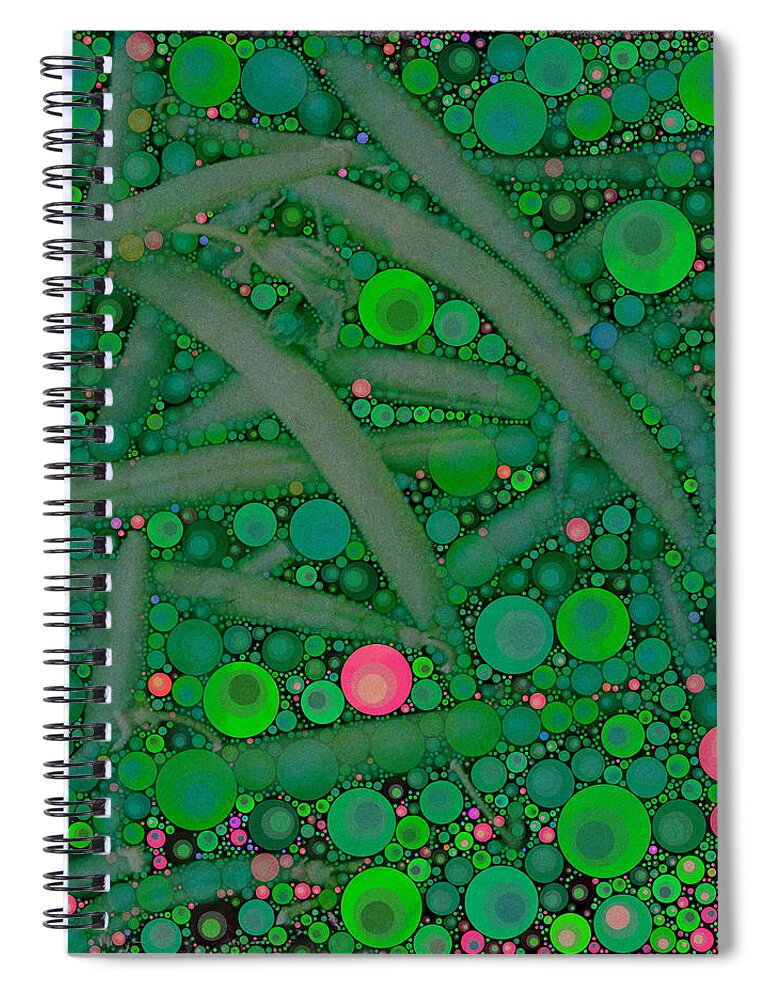 Circles Spiral Notebook featuring the digital art Green Beans by Dorian Hill