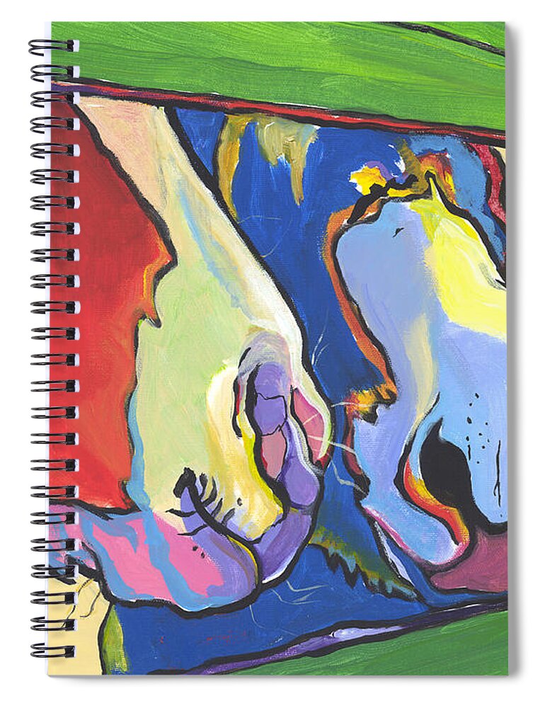 Pat Saunders-white Canvas Prints Spiral Notebook featuring the painting Green Fence by Pat Saunders-White