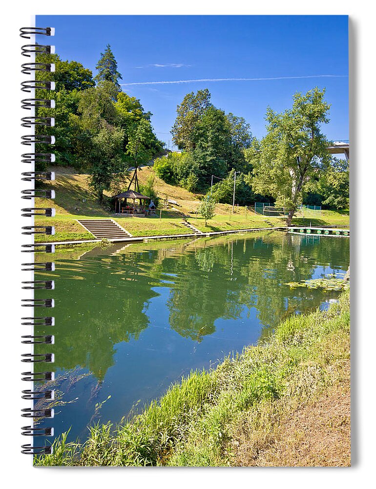 Korana Spiral Notebook featuring the photograph Green landscape of Korana river by Brch Photography