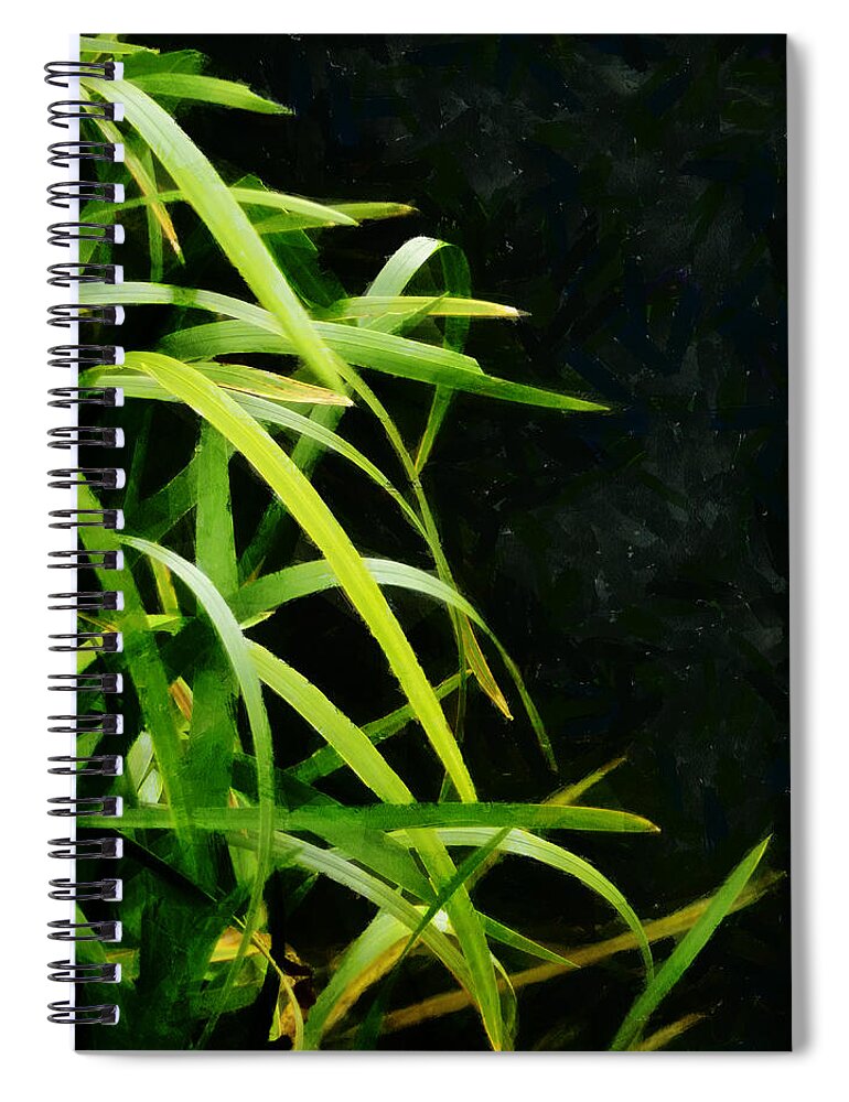 Green Spiral Notebook featuring the photograph Green Leaves in Black Light by Steve Taylor