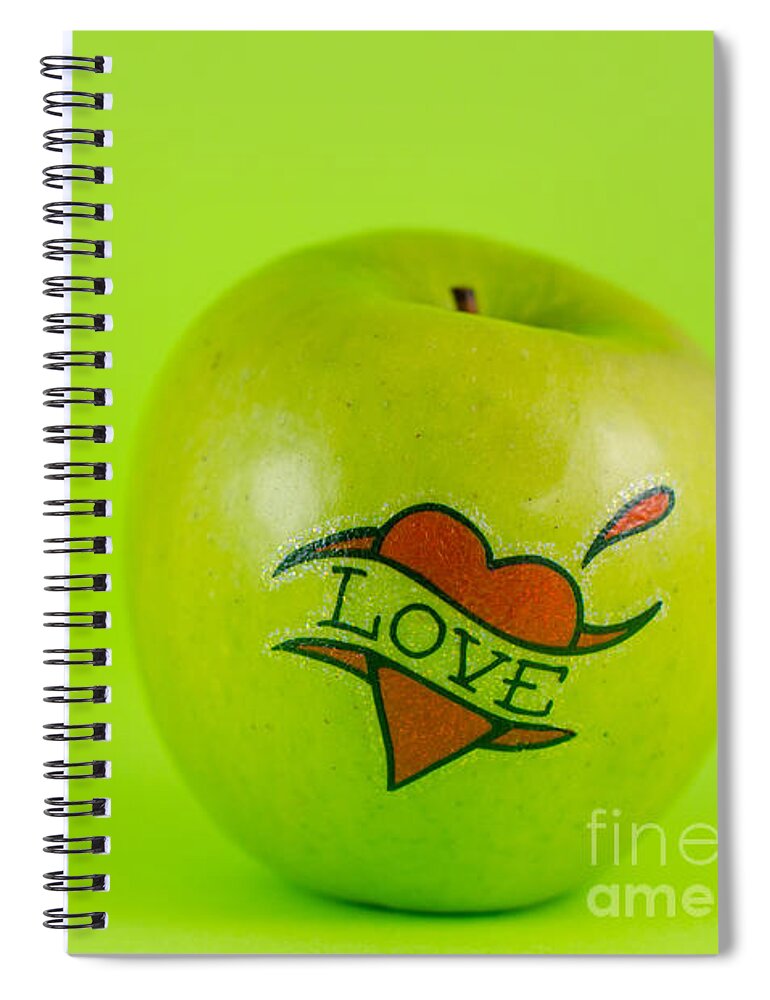 Tattoo Spiral Notebook featuring the photograph Green Love from Tattoo Series by Jonas Luis