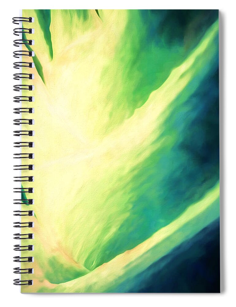 Green Succulent Spiral Notebook featuring the mixed media Green Succulent Art By Priya Ghose by Priya Ghose
