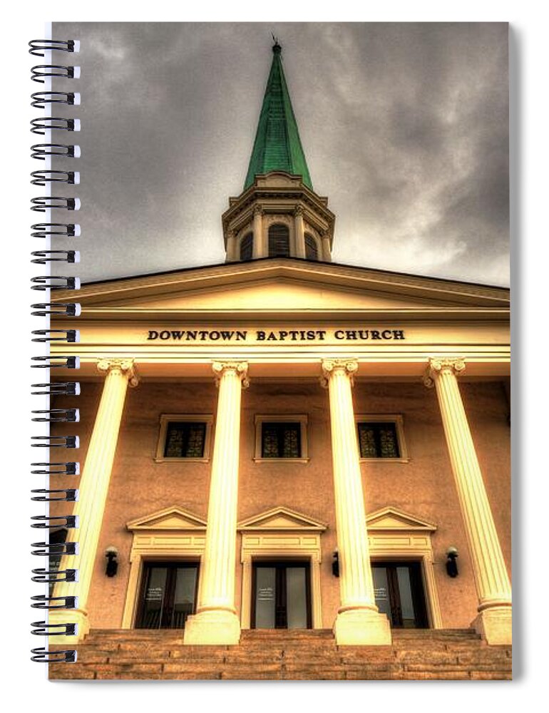 Carol R Motnoya Spiral Notebook featuring the photograph Greenville First Baptist Church by Carol Montoya