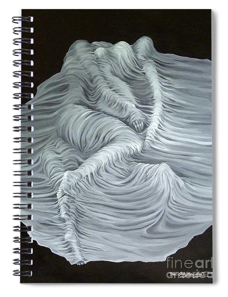 Figurative Abstract Spiral Notebook featuring the painting Greyish Revelation by Fei A