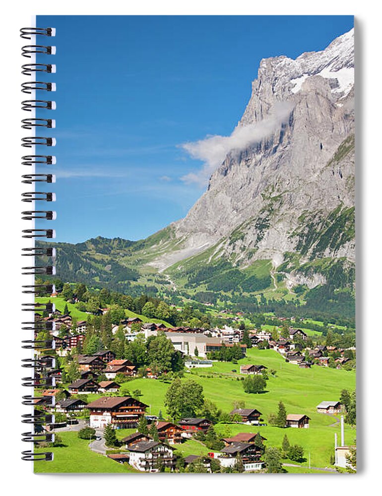 Scenics Spiral Notebook featuring the photograph Grindelwald And Wetterhorn, Swiss Alps by Michaelutech