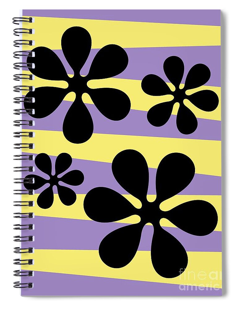 70s Spiral Notebook featuring the digital art Groovy Flowers 3 by Donna Mibus
