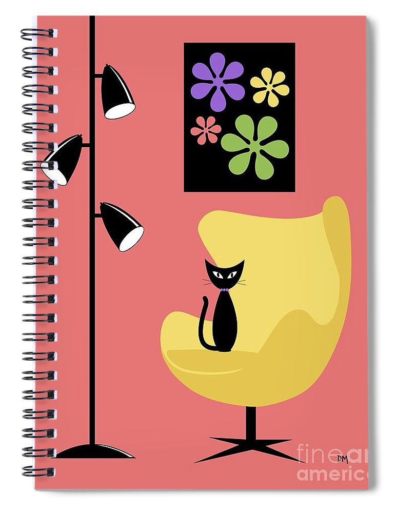 Pink Spiral Notebook featuring the digital art Groovy Flowers in Pink by Donna Mibus