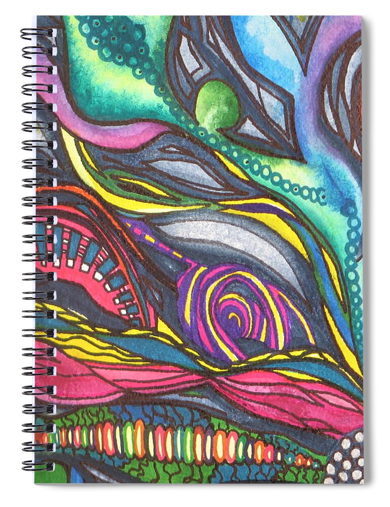 Fine Art Painting Spiral Notebook featuring the painting Groovy Series Titled Thoughts by Chrisann Ellis