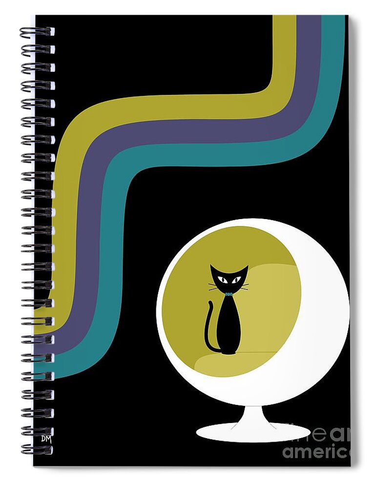 Ball Chair Spiral Notebook featuring the digital art Groovy Stripes 4 by Donna Mibus