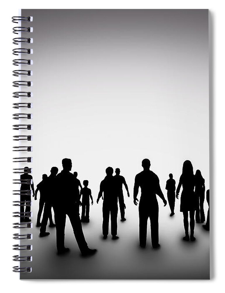 People Spiral Notebook featuring the photograph Group of various people silhouettes by Michal Bednarek