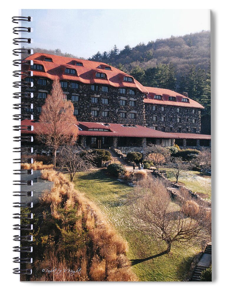 Top Spiral Notebook featuring the photograph Grove Park Inn in Early Winter by Paulette B Wright