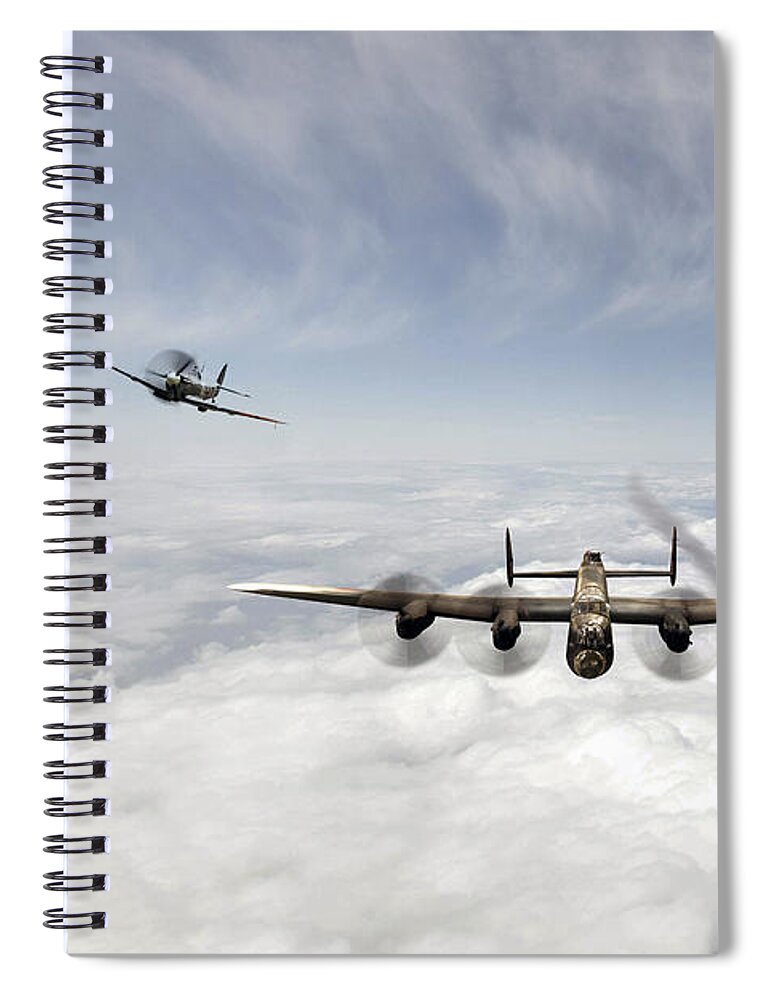 Avro Lancaster Bomber Spiral Notebook featuring the digital art Guiding Home by Airpower Art