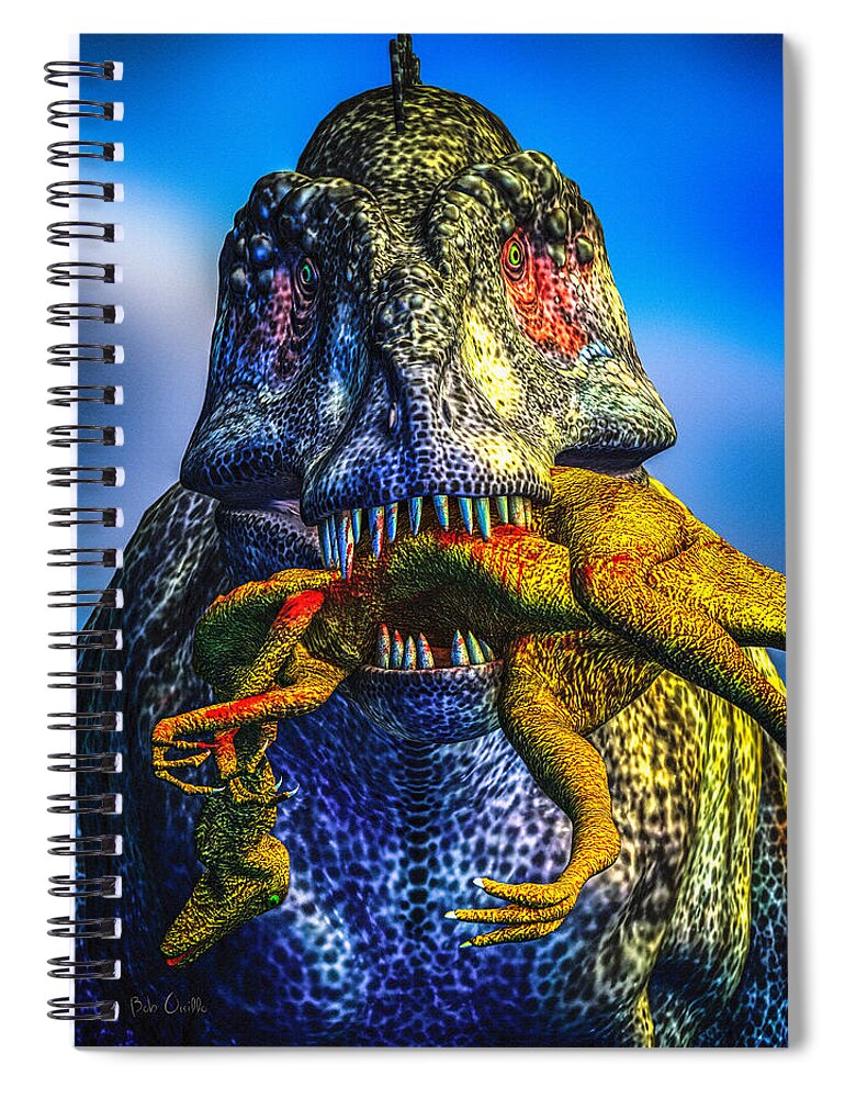 Tyrannosaurus Rex Spiral Notebook featuring the digital art Guilty Pleasure by Bob Orsillo