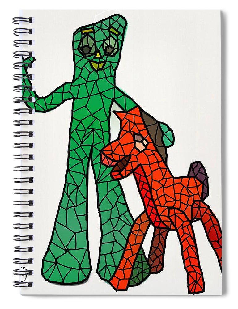 Gumby Spiral Notebook featuring the painting Gumby and Pokey not for sale by Bruce Nutting