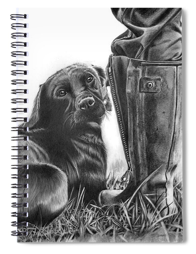 Dog Spiral Notebook featuring the drawing Gun Dog by Peter Williams