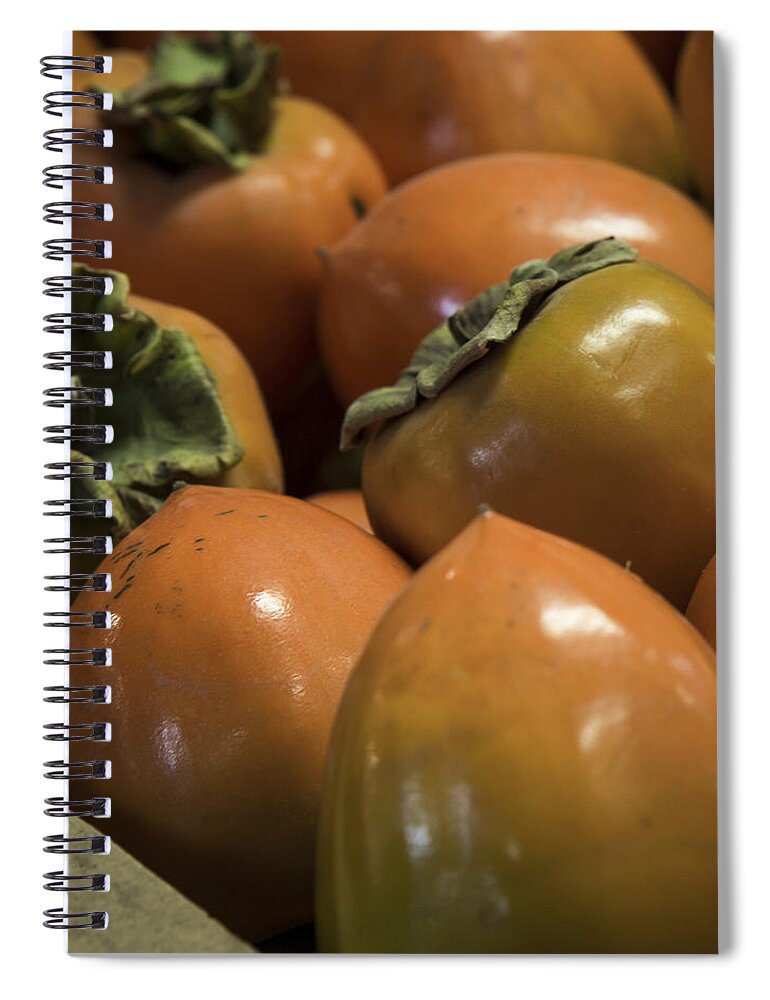 Persimmons Spiral Notebook featuring the photograph Hachiya Persimmons by Caitlyn Grasso