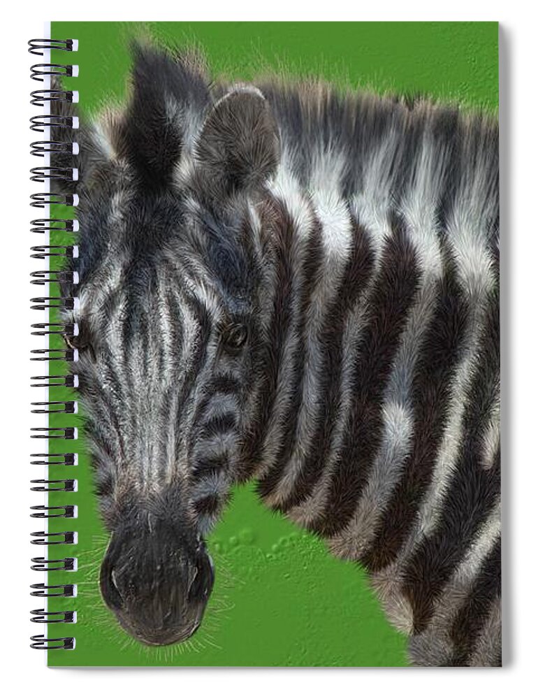 Zebra Spiral Notebook featuring the digital art Hairy zebra by Debra Baldwin