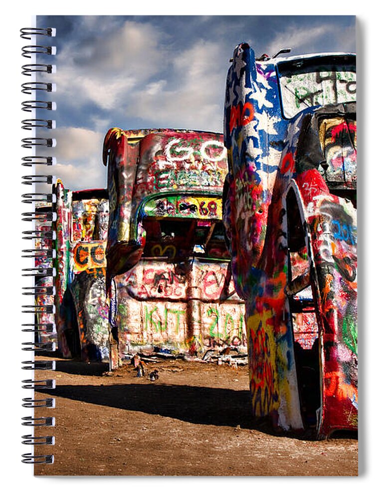 Amarillo Spiral Notebook featuring the digital art Half-Buried Nose-First by Lana Trussell