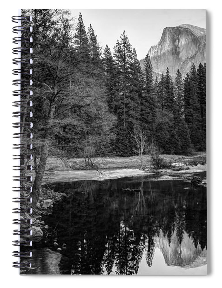 America Spiral Notebook featuring the photograph Half Dome - Yosemite in Black and White by Gregory Ballos