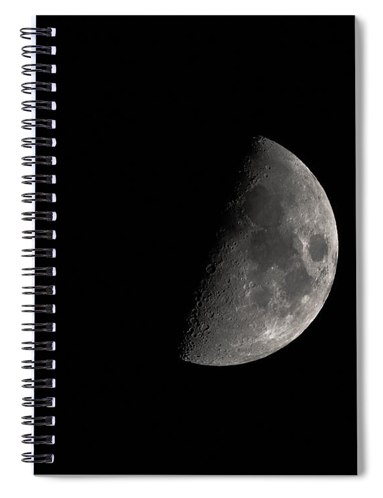 Moon Spiral Notebook featuring the photograph Half Moon Dec 28 2014 by Ernest Echols