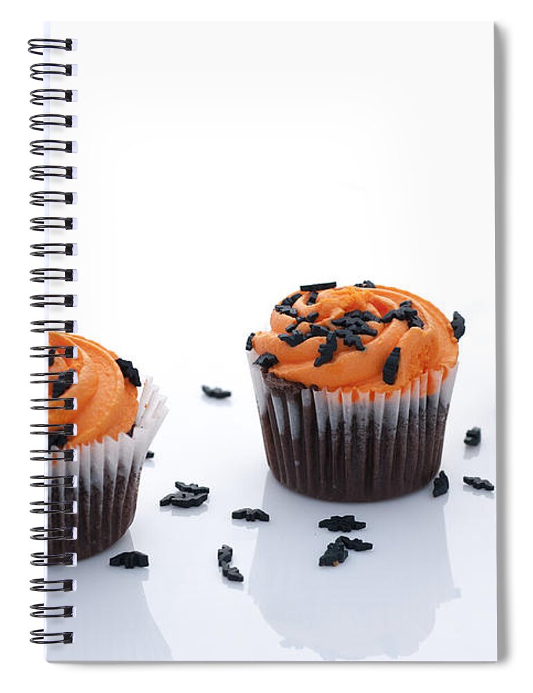 Baked Spiral Notebook featuring the photograph Halloween Cupcakes by Juli Scalzi