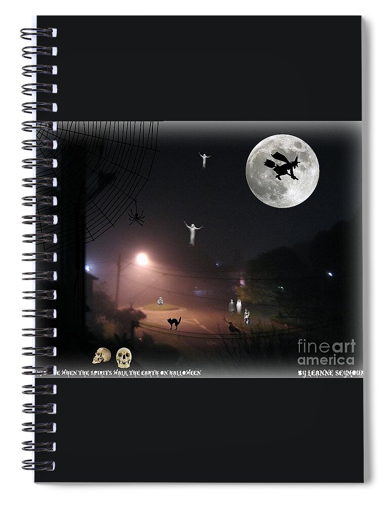Halloween Spiral Notebook featuring the mixed media Halloween Spooks by Leanne Seymour