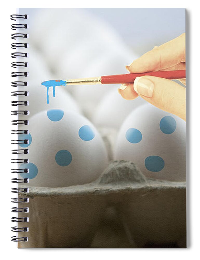 Blue Spiral Notebook featuring the photograph Hand Painted Easter Eggs by Juli Scalzi