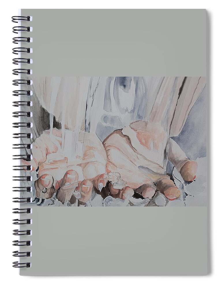 Hands Spiral Notebook featuring the painting Hands in Water by Teresa Smith