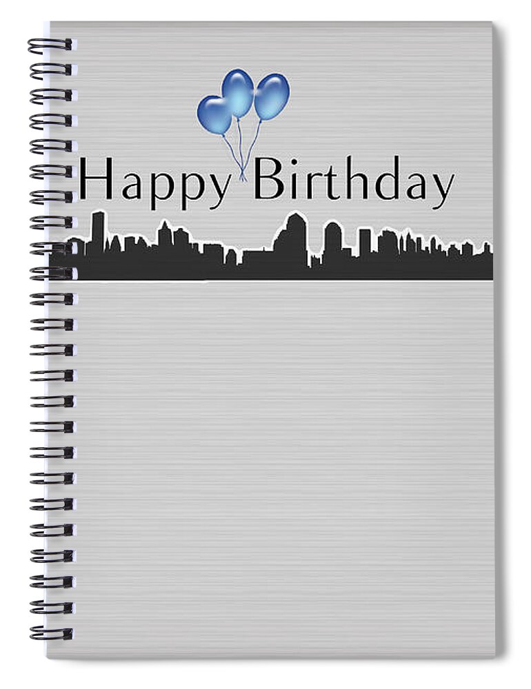 Happy Birthday Spiral Notebook featuring the digital art Happy Birthday Card - New York City - Statue of Liberty by Becca Buecher