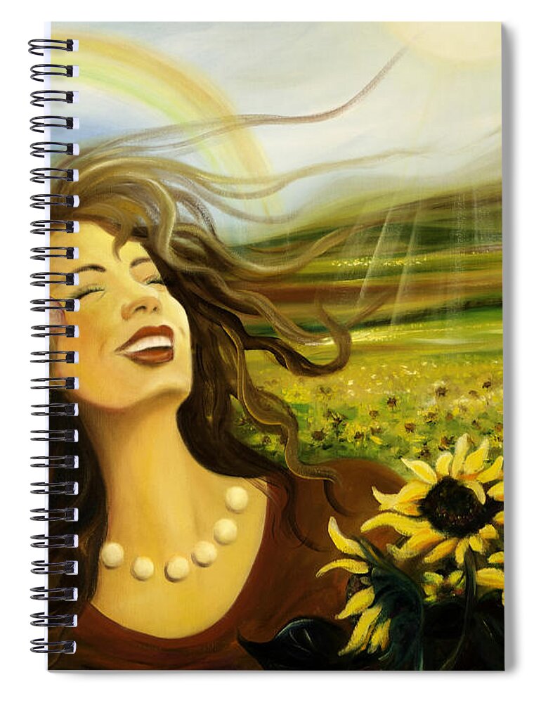 Happy Spiral Notebook featuring the painting Happy by Gina De Gorna