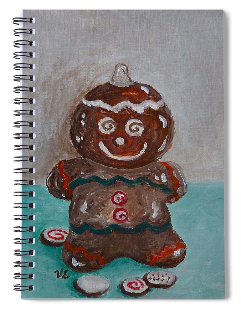 Gingerbread Spiral Notebook featuring the photograph Happy Gingerbread Man by Victoria Lakes